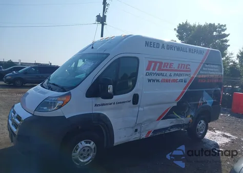 2018 Ram Promaster 2500 High Roof 136 Wb z USA, uszkodzony, nr VIN 3C6TRVCG1JE155102